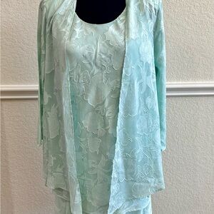 Elegant Light Blue Floral Dress and Jacket Set by Draper’s & Damon’s - Petite M